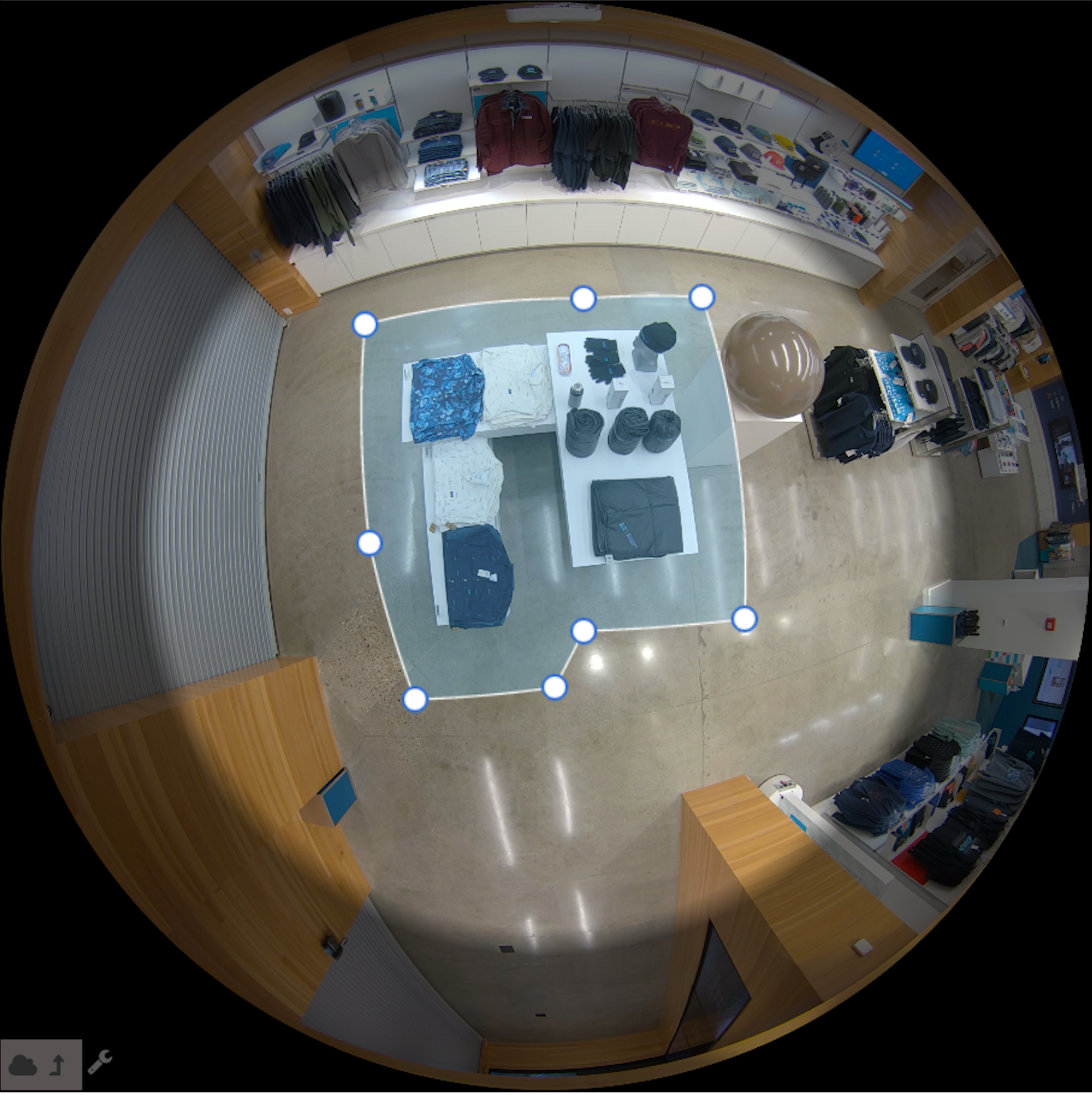 Zone occupancy polygon overlay on fisheye camera view